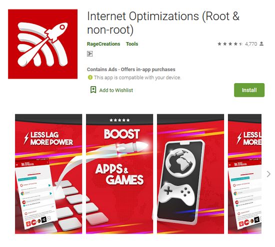 Internet Optimizations (Root & non-root) app lajukan internet