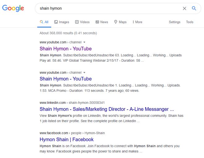 google search shain hymon