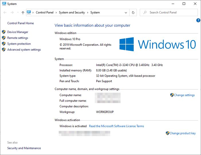 Paparan basic pc info