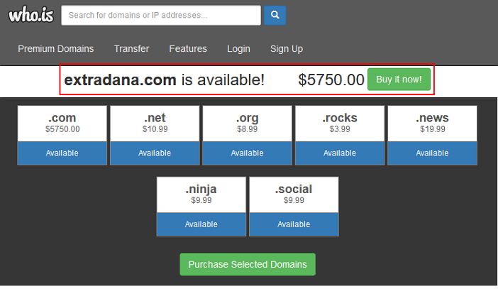 domain extradana dijual