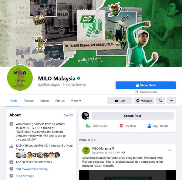 paparan facebopaparan facebook page milo desktopok page milo mobile