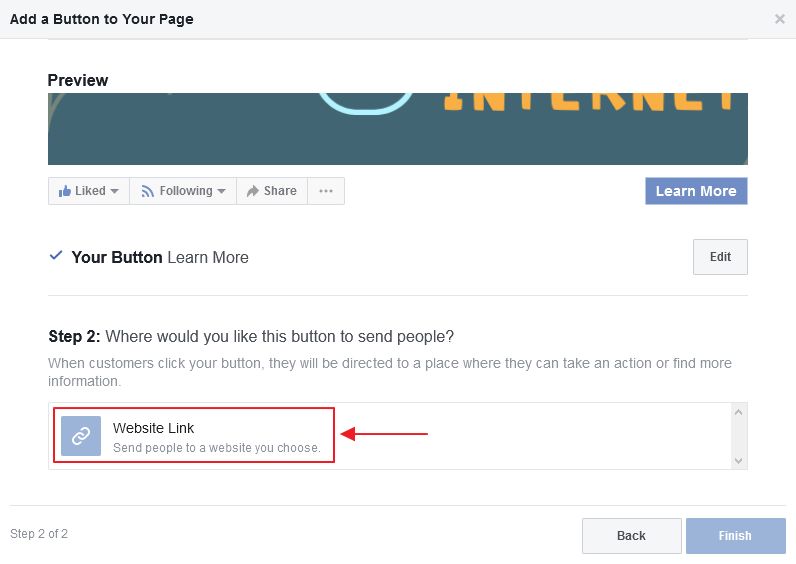 setting butang whatsapp facebook page