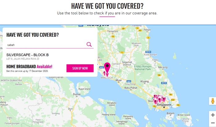 coverage servis internet TIME