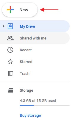 menu upload file google drive