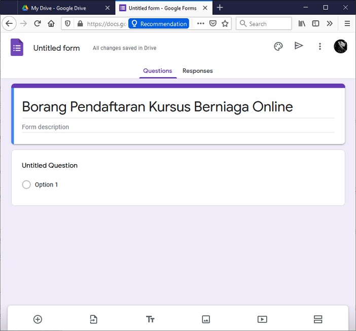 contoh nama borang