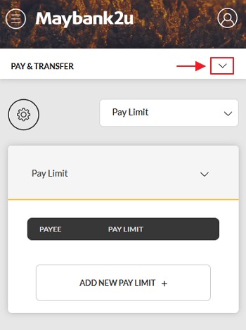 menu dropdown setting pay dan transfer