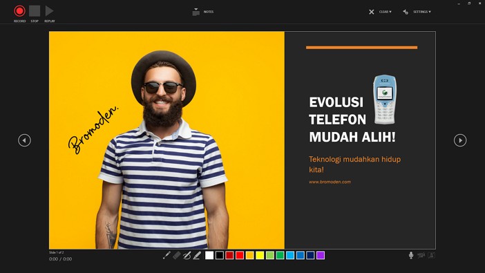 Paparan record Slide Show PowerPoint