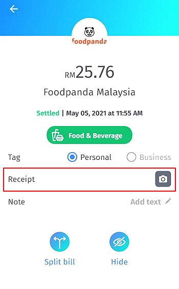 bigpay boleh upload bill