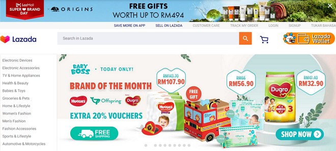 laman web online shopping lazada