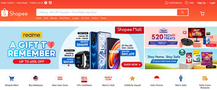 laman web online shopping malaysia Shopee