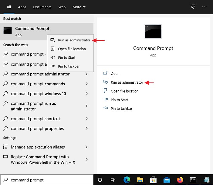 start aplikasi command prompt