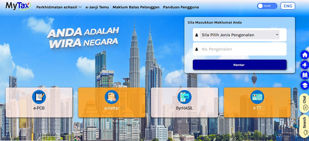 paparan utama portal mytax