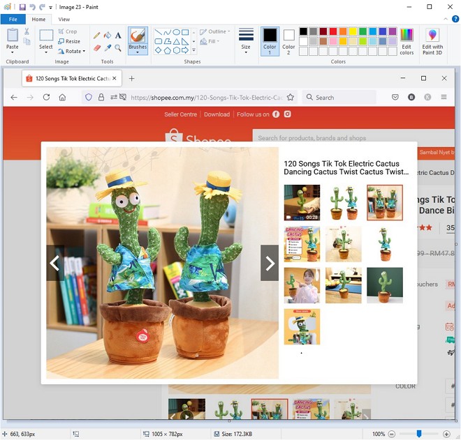 Aplikasi Paint untuk edit printscreen dalam windows.