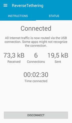 Reverse tethering berjaya. Internet daripada Komputer berjaya dikongsikan kepada handphone anda.