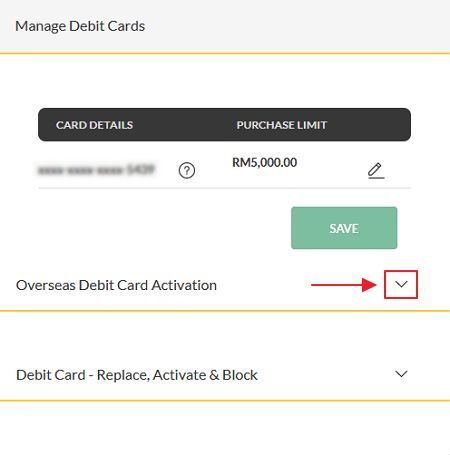 bahagian debit card activation