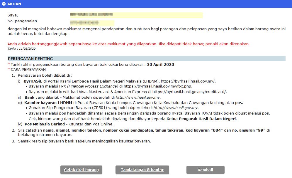 borang akuan pengesahan benar borang be lhdn