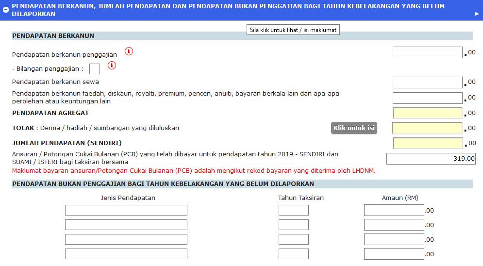 borang be jumlah pendapatan