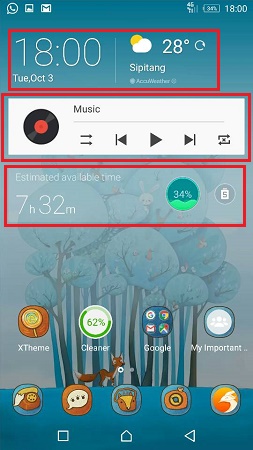 Contoh widget pada paparan homescreen handphone