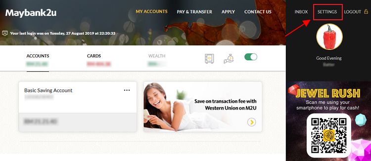 menu setting maybank2u
