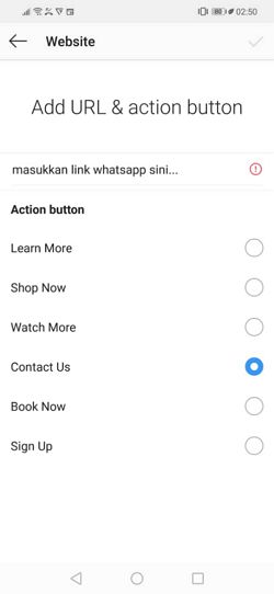 ruangan untuk masukkan link whatsapp