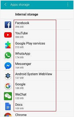 Saiz cache apps.