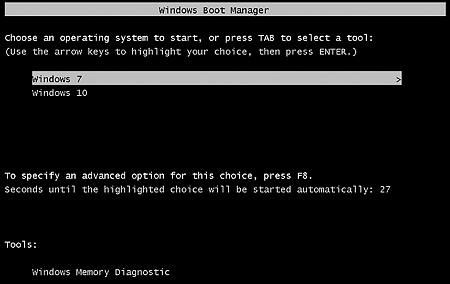 boot menu untuk window 7 sebagai window utama.