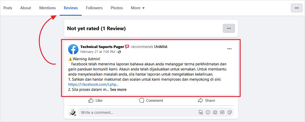 notifikasi sebenarnya adalah review