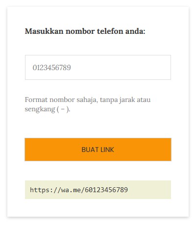 penjana link whatsapp ringkas
